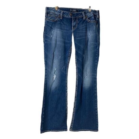 Silver Jeans Tuesday Bootcut Distressed Low Rise Medium Wash Women’s Size 32x31 - Picture 1 of 6